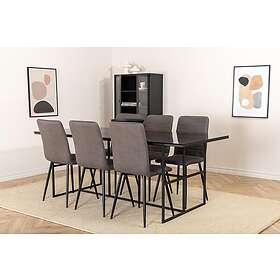 Matgrupp Leria 200 cm inkl 6 Robin Stolar Glas/Svart/Grå GR22141