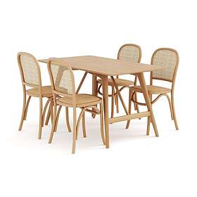 Jerup Matbord 140 cm med 4 Bjarshog Matstolar Natur