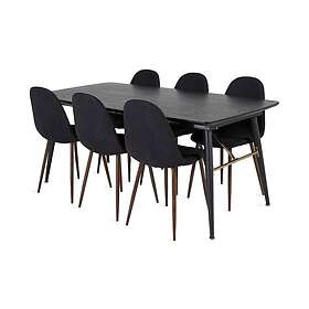 Irunea Förlängningsbar Matgrupp 180 cm inkl 6 Ypas Stolar Svart/Brun