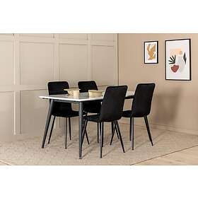 Jimms Förlängningsbar Matgrupp 150 cm inkl 4 Robin Stolar Vit/Svart/Sammet 15566-468_1+19908-888_4