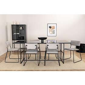 Matgrupp Leria 200 cm inkl 6 Kenth Sammetsstolar Glas/Svart/Ljusgrå 15591-888_1+15567-885_6