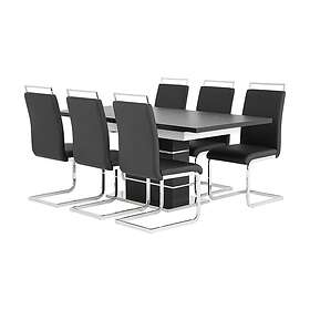 Macahan Matgrupp 140 cm med 6 Isoda Stol Svart/Vit