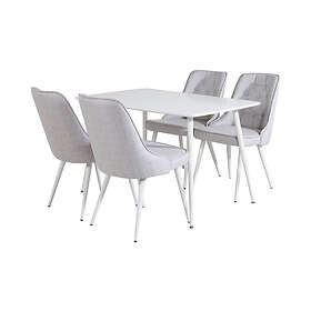 Ypas Matgrupp 120 cm inkl 4 Valera Stolar Vit/Grå