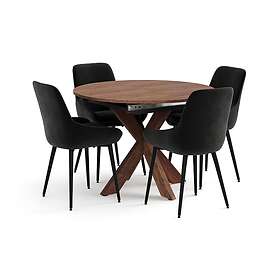 Bayview Matgrupp 120 cm inkl 4 Alsarp Stolar Brun/Svart