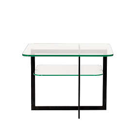 Englesson Square sidobord glas, svartlackat stativ