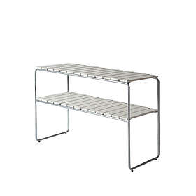 Grythyttan Stålmöbler avlastningsbord vit lack ek, varmförzinkat stativ