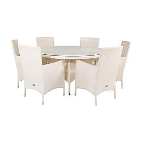 Venture Home Volta Matgrupp Rund Ø150cm 6 Malin Karmstolar Sort/Grå GR18738