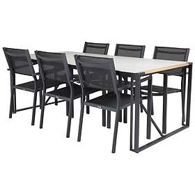 Venture Home Texas Matgrupp 200cm 6 Copacabana Matstolar Sort/Grå GR18388
