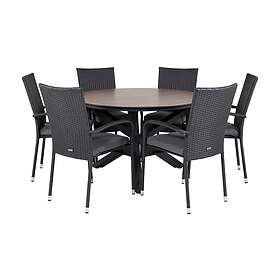 Venture Home Llama Matgrupp Rund Ø140cm 6 Anna Karmstolar Svart/Grå GR18525