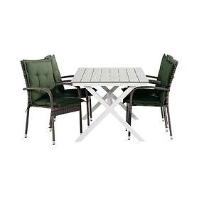 Comfort Garden Tunis Matgrupp 150 cm 4 Thor Light Fåtöljer m Dyna Svart/Grön/Grå