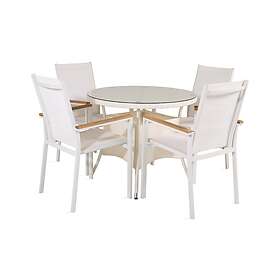 Venture Home Volta Matgrupp Rund Ø90cm 4 Texas Karmstolar Sort/Grå GR18735