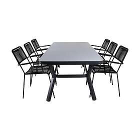 Venture Home Virya Matgrupp 200cm 6 Lindos Karmstolar Sort/Grå GR21563