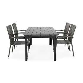 Comfort Garden Portland Matgrupp 152-210x90 4 Thor Light Stapelstol Sort/Grå