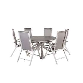 Venture Home Copacabana Matgrupp Rund Ø140cm 6 Positionsstolar Grey/Vit GR19015