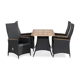 Thor Matgrupp 140x90 4 Jenny Lyx Lenestol Ställbar m Dyna Akaciatop Sort/Teak/Gr