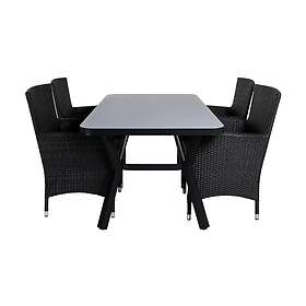 Venture Home Virya Matgrupp 160cm 4 Malin Karmstolar Sort/Grå GR21522