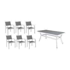 Venture Home Virya Matgrupp 200cm 6 Santorini Karmstolar Hvit/grå GR21543