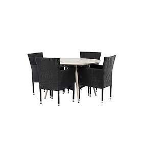 Lina Matgrupp Rund 120 cm 4 st Malina Karmstolar Sort/Vit GR23425