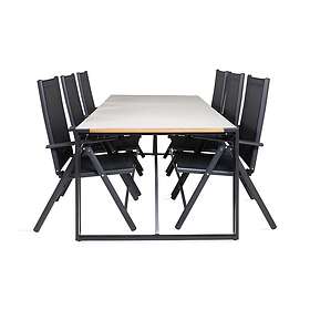 Venture Home Texas Matgrupp 200cm 6 Break Positionsstolar Sort/Grå GR18391