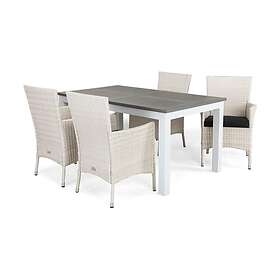 Monaco Matgrupp 152-210x90 4 Thor Lenestol m Dyna Hvit/Grå