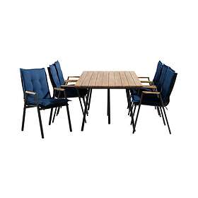 Comfort Garden Trio Matgrupp 6 LAS Vegas Karmstolar m Dyna Blå/Sort/Teak