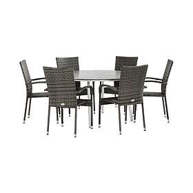 Comfort Garden Tunis Matgrupp 140 Rund 6 Thor Light Lenestol Hvit/Grå