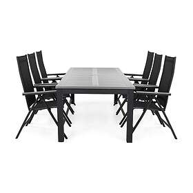 Comfort Garden Monaco Matgrupp 220-280 6 Positionsstol Svart/Grå