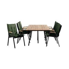 Comfort Garden Trio Matgrupp 6 Las Vegas Karmstolar m Dyna Grønn/Sort/Teak