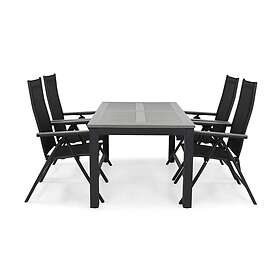 Comfort Garden Monaco Matgrupp 152-210 4 Positionsstol Sort/Grå