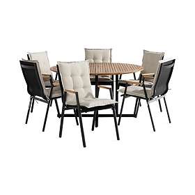 Comfort Garden Lines Matgrupp 6 Las Vegas Karmstolar m Dyna Offwhite/Sort/Teak