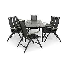 Comfort Garden Portland Matgrupp 220-280x90 8 Monaco Lyx Positionsstol Sort/Grå