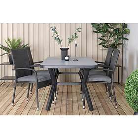 Venture Home Virya Matgrupp 160cm 4 Anna Matstolar Sort/Grå GR21523