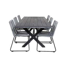 Venture Home Rives Matgrupp 200cm 6 Lindos Matstolar Sort/Grå GR18359