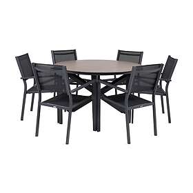 Venture Home Llama Matgrupp Rund Ø140cm 6 Copacabana Karmstolar Svart/B GR18526