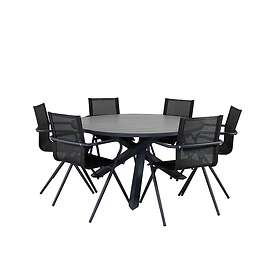Venture Home Parma Matgrupp Rund Ø140cm 6 Alina Matstolar Sort/Grå GR21721