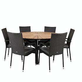 Venture Home Mexico Matgrupp Rund Ø140cm 6 Anna Armchairs Natur GR18800