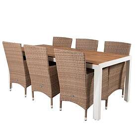 Venture Home Malin Matgrupp 205 cm 6  Matstol Beige/Brun GR19011