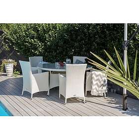 Venture Home Volta Matgrupp Rund Ø150cm 5 Malin Karmstolar Hvit/grå GR168