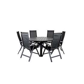 Venture Home Parma Matgrupp Rund Ø140cm 6 Albany Positionsstolar Svart/ GR21720