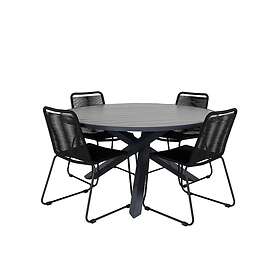 Venture Home Parma Matgrupp Rund Ø140cm 4 Lindos Stolar Sort/Grå GR21724