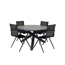 Venture Home Parma Matgrupp Rund Ø140cm 4 Alina Matstolar Sort/Grå GR21716