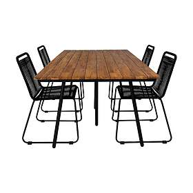 Venture Home Chan Matgrupp 200cm 4 Lindos Stapelbara Matstolar Sort/Gr GR21470