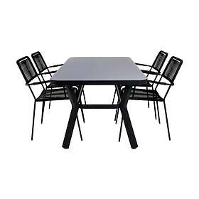 Venture Home Virya Matgrupp 160cm 4 Lindos Karmstolar Sort/natur GR21530