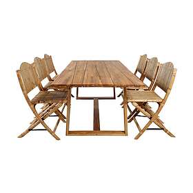 Venture Home Plankton Matgrupp 220cm 6 Cane Matstolar Sort/Grå GR21392