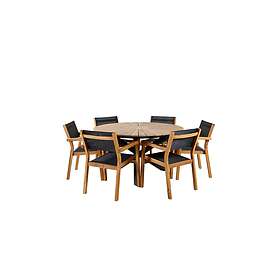 Venture Home Mexico Matgrupp Rund Ø140cm 6 Venice Chairs Brown/Vit GR21768