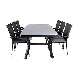 Venture Home Virya Matgrupp 200cm 6 Anna Matstolar Sort/Grå GR21556