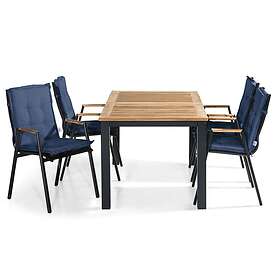 Las Vegas Matgrupp 152-210x90 4 Karmstolar m Dyna Sort/Teak/Blå