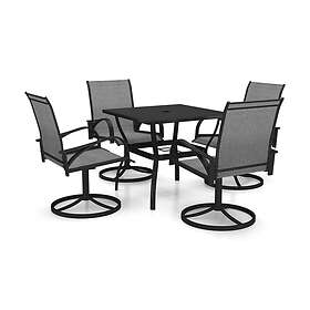 Matgrupp för trädgården 5 delar textilen och stål Grå 3060282
