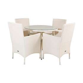 Venture Home Volta Matgrupp Rund Ø90cm 4 Malin Karmstolar Sort/Grå GR18734