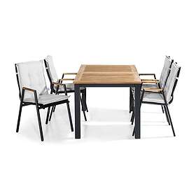 Las Vegas Matgrupp 152-210x90 4 Karmstolar m Dyna Sort/Teak/Vit